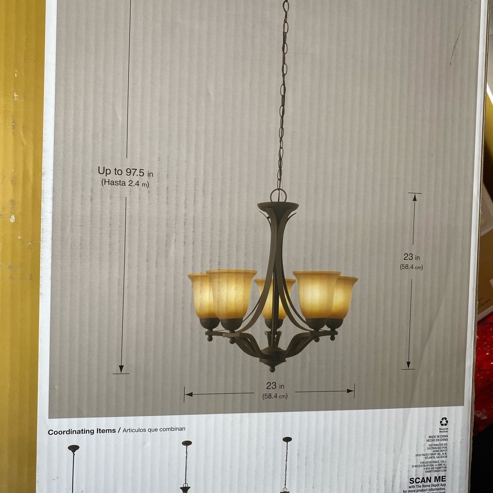 Brand New 5 Light Chandelier -bronze - from Home D